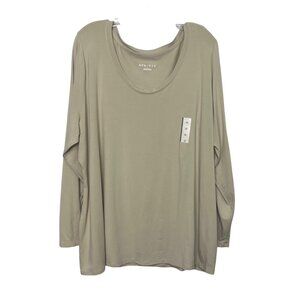 Ava & Viv Long Sleeve Top Womens 2x Tan New Plus Scoop Neck